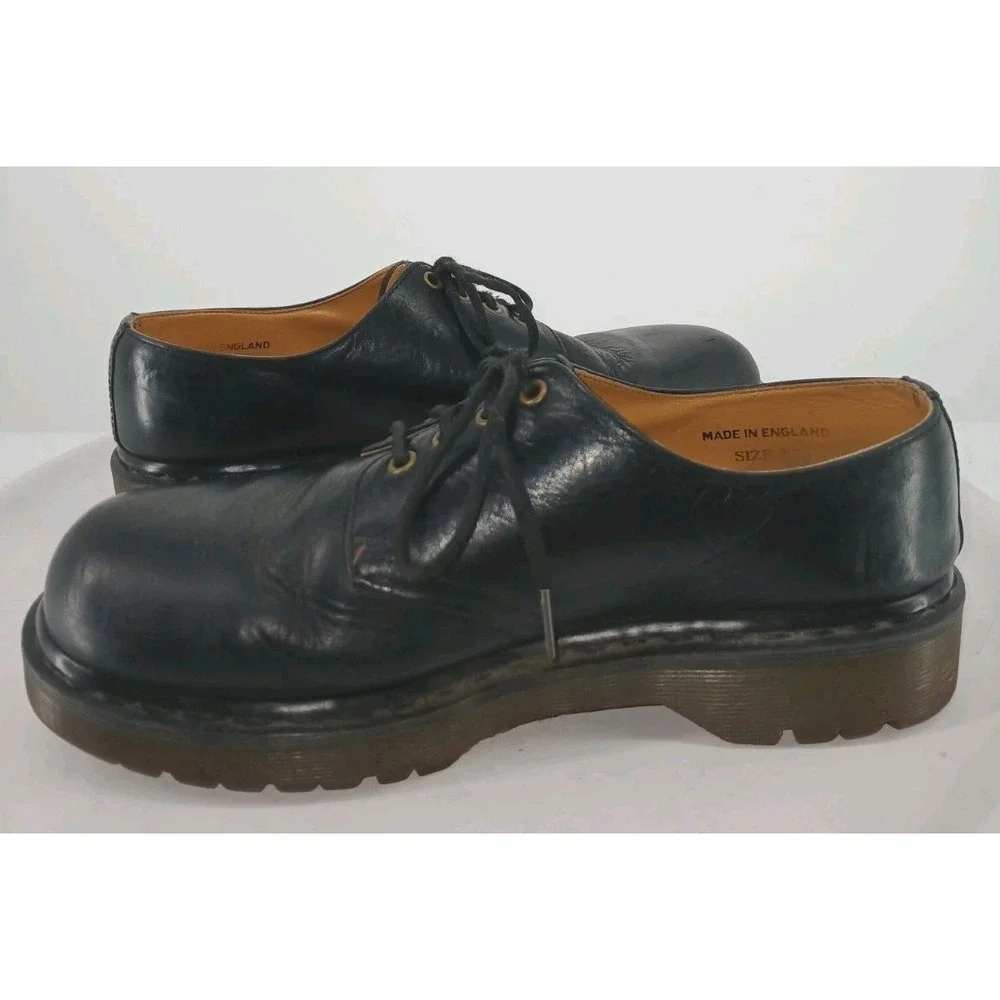 Vintage Dr Martens Shoes Mens US 10 Black Leather Oxfords England  C131